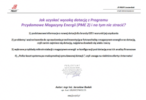 Jak uzyskać wysoką dotację z Programu „Przydomowe Magazyny Energii” (PME 2) i na tym nie stracić?