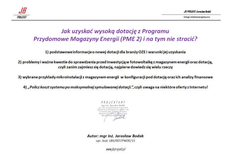 Jak uzyskać wysoką dotację z Programu „Przydomowe Magazyny Energii” (PME 2) i na tym nie stracić?