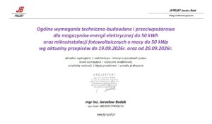Ogólne wymagania techniczno-budowlane i przeciwpożarowe dla magazynów energii elektrycznej do 50 kWh oraz mikroinstalacji fotowoltaicznych o mocy do 50 kWp — wg przepisów do 19.09.2026 i od 20.09.2026
