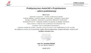 Praktyczny kurs AutoCAD z Projektantem – zakres podstawowy