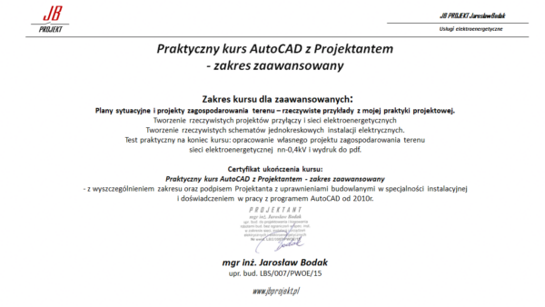 Praktyczny kurs AutoCAD z Projektantem - zakres zaawansowany Praktyczny kurs AutoCAD z Projektantem - zakres zaawansowany
