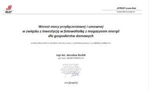 Wzrost mocy przyłączeniowej i umownej w związku z inwestycją w fotowoltaikę z magazynem energii dla gospodarstw domowych